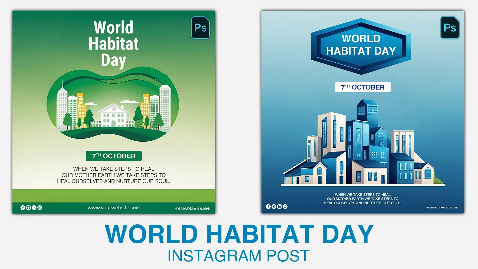 World Habitat Day Sustainable Living Instagram Post PSD Pack